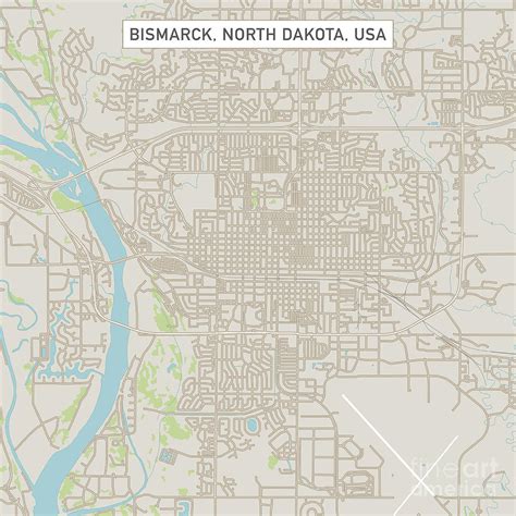 Bismarck North Dakota Us City Street Map Digital Art By Frank Ramspott