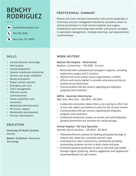 Veterinarian Resume Examples Veterinary Livecareer