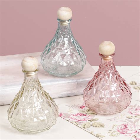 Trio Of Decorative Glass Bottles With Stoppers By Dibor