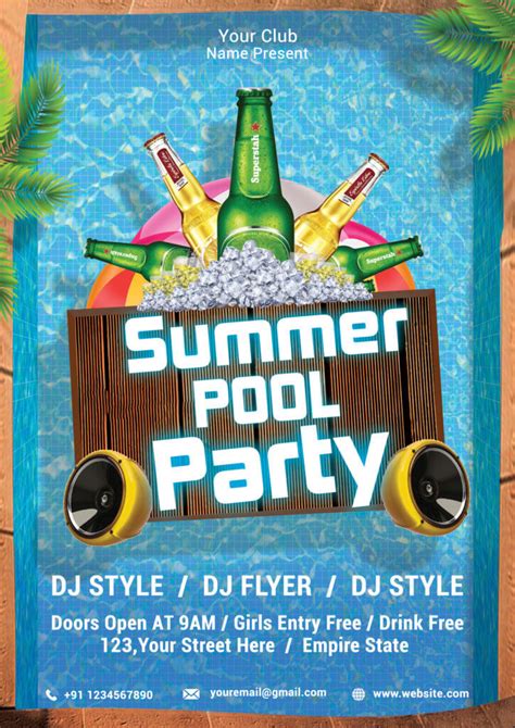 Summer Pool Party Flyer Psd Template Psddaddy