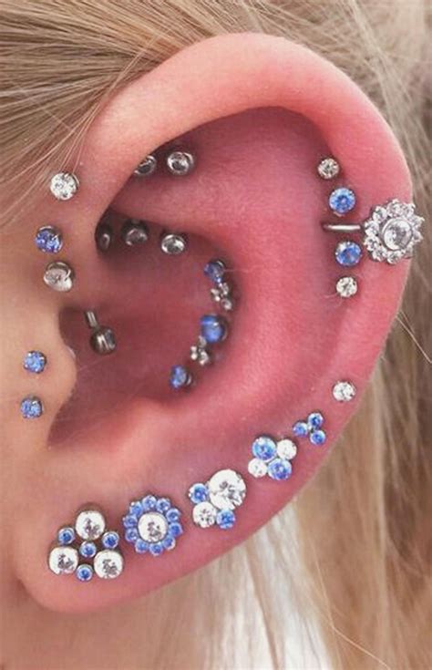 Cute Multiple Ear Piercing Ideas Cartilage Triple Forward Helix Conch Tragus Jewelry Earring