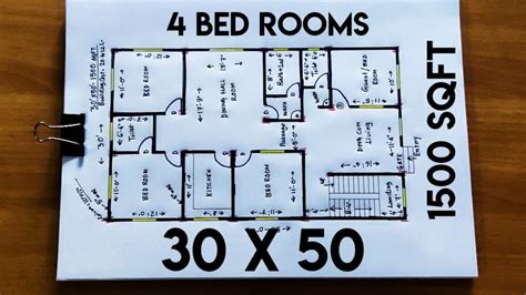 30 X 50 Sqft 4 Bed Rooms House Design Ii 30 X 50 Ghar Ka Naksha Ii 1500