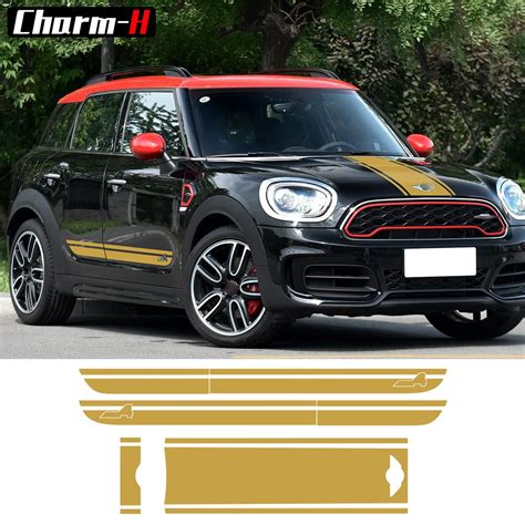 For Bmw Mini Cooper S Countryman F60 Hood Trunk Door Side Racing Stripe