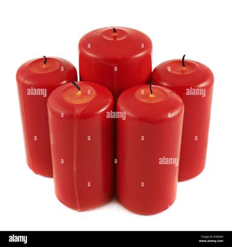 Five Red Candle Composition Isolated Stock Photo Alamy