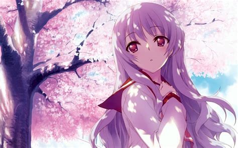 Anime Girl Under A Sakura Tree Anime Cherry Blossom Cherry Blossom