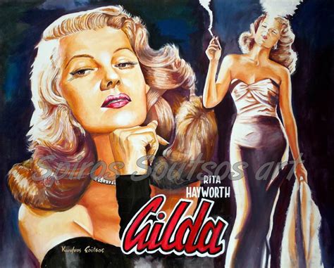 Gilda Painting Movie Poster Rita Hayworth Portrait Art
