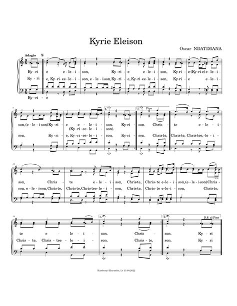 Kyrie Eleison Sheet Music For Organ Church Choir