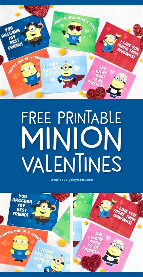 6 Free Printable Minion Valentines For Kids Minion Valentine