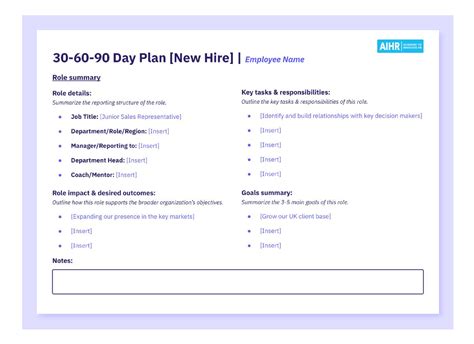 30 60 90 Day Plan Template Free Powerpoint And Excel Template Aihr