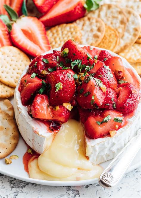 Baked Brie Recipe With Roasted Strawberries Striped Spatula