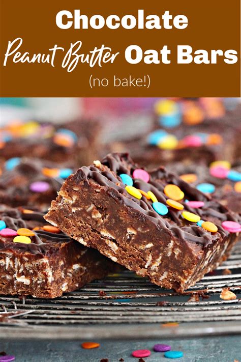 Melt butter and brown sugar in large saucepan over medium heat, until the butter has melted and the sugar has dissolved. Chocolate Peanut Butter Oat Bars (no bake!) | Recipe in ...