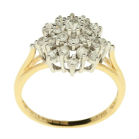 9ct Yellow Gold 100ct Diamond Cluster Ring Size Q Miltons Diamonds