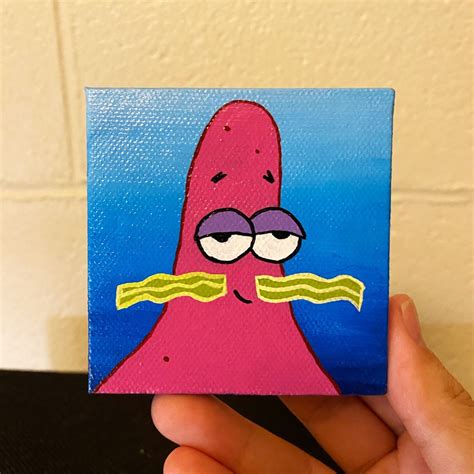 Patrick Star Painting Spongebob Squarepants Mini Canvas Etsy