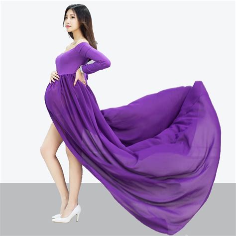 Maternity Photography Props Pregnancy Dress Cotton Chiffon Pregnant Long Dress Women Lady