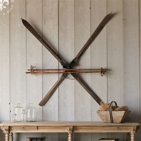 Find over 100+ of the best free wall decor images. Antique Rustic Wooden Pair of Skis Decor $600.00 #thebellacottage #shabbychic #eloquence | Ski ...