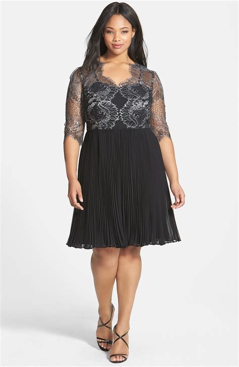 adrianna papell lace overlay pleated cocktail dress plus size nordstrom