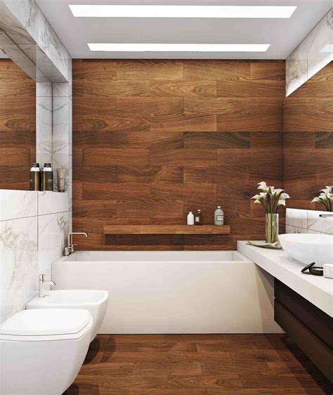 Badezimmer weiß mit Holz gestalten - Tolle Kombinationen und Designs
