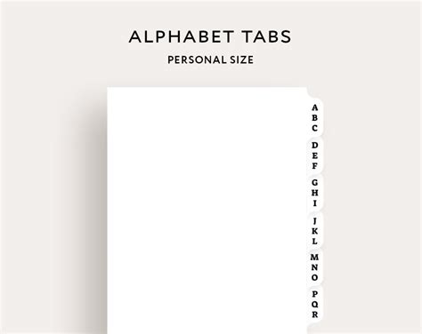 Planner Tab Printable Alphabet Tab Dividers Index Tabs Etsy