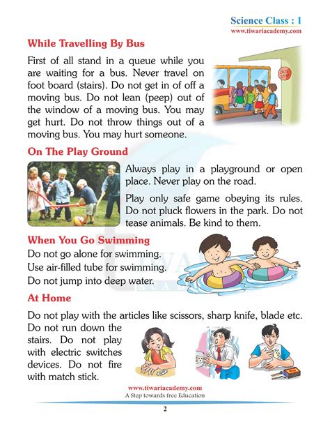 Class 1 Science Chapter 8 Safety And First Aid In English Medium Pdf