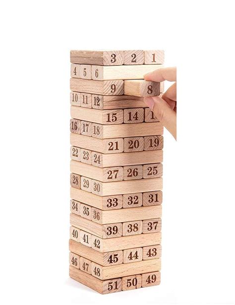 Buy Diollo 54 Wooden Blocks Pieces With Dices Game Jenga Blocks Timber