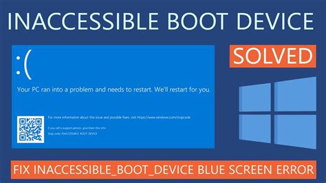 How To Fix Inaccessible Boot Device Error In Windows Blue Screen Youtube