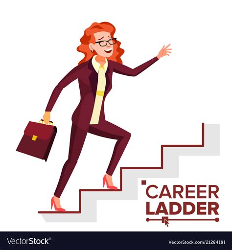 Business Woman Climbing Career Ladder Fast Vector Image