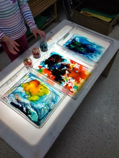 Expect a toddler to be interested, leave it out for them to come back to later, or even the next day. Reggio Emilia Light Table Child Development in 2020 ...