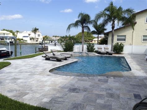 Review the relative merits and disadvantages of travertine vs brick travertine vs brick pavers: Image result for silver travertine pool deck | Travertine ...