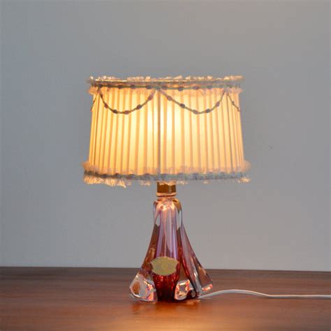 Superbe Lampe De Table En Cristal Val St Lambert 1960 Belgique
