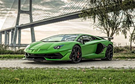 Download Wallpapers Lamborghini Aventador Svj 2019 Green Sports Coupe