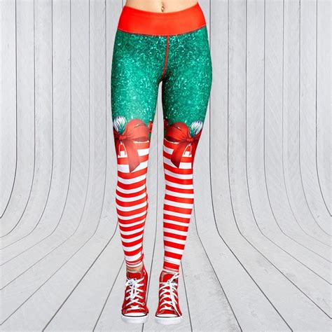 Christmas Stripped Legging Christmas Leggings Yoga Pants Workout