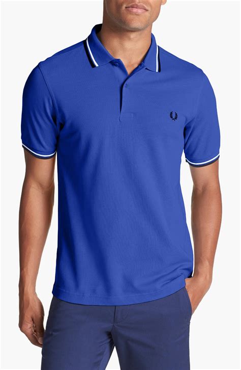 Fred Perry Trim Fit Twin Tipped Polo In Blue For Men Regal White Lyst