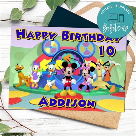Mickey mouse bathroom mickey mouse house mickey mouse clubhouse mickey minnie mouse disney mickey disney home decor disney diy disney crafts disney furniture. Printable Mickey Mouse Clubhouse Happy Birthday Card DIY ...
