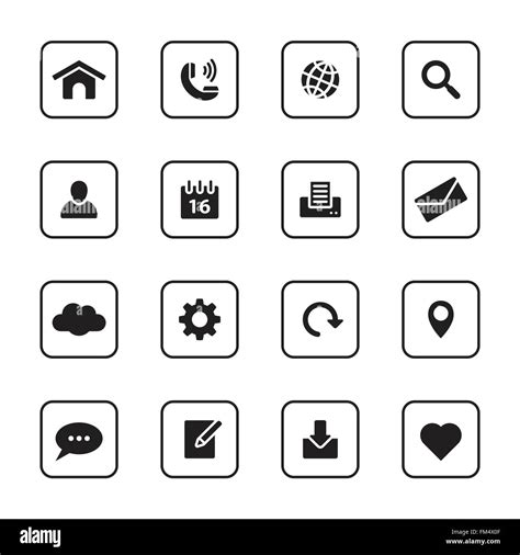 Eps10 Black Flat Web And Technology Icon Set With Rounded Rectangle