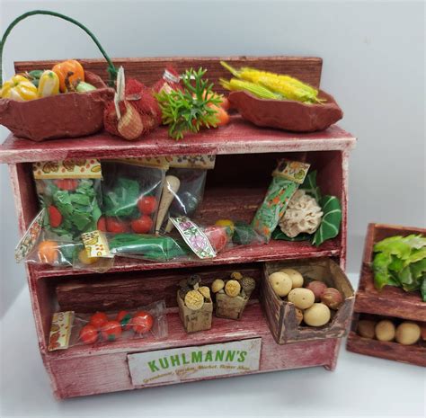 artist handmade miniature dollhouse farmers market vegetable etsy