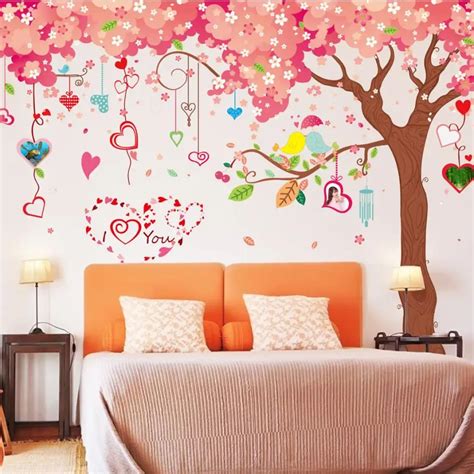 Wall Sticker Living Room Bedroom Background New Cherry Blossoms Tree