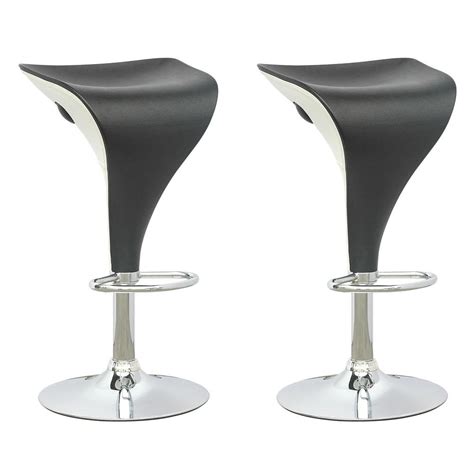 Corliving Adjustable Two Toned Swivel Bar Stool In Black And White Set Of 2 Dpv 405 B The