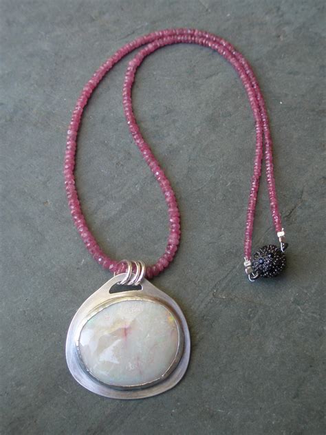 The Ladysmiths Opal Pendant On Pink Sapphire Necklace