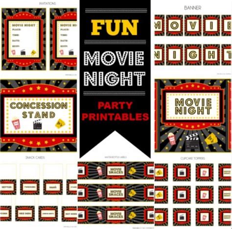 Movie Night Party Printable Items Printabelle