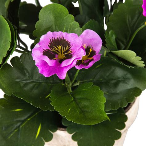 Artificial Purple Pansy Flowers In Pot Set Of 2 Home