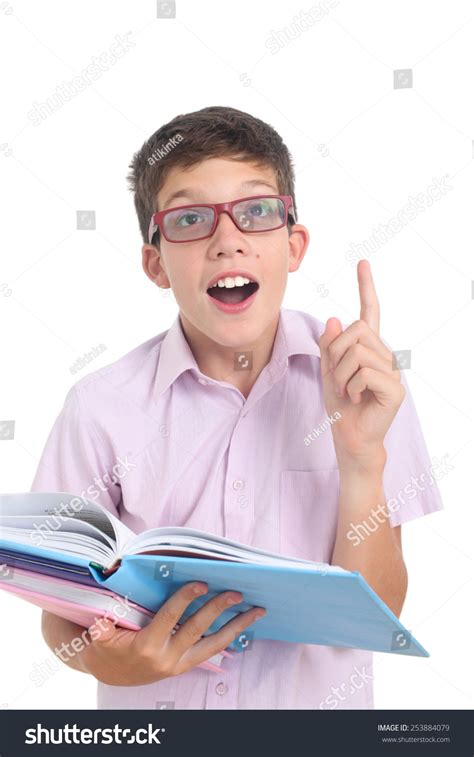 Nerdy Boy Books On White Background Stock Photo 253884079 Shutterstock