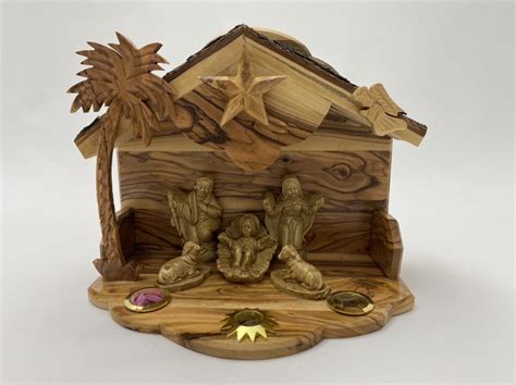 Olive Wood Nativity Set Bethlehem Wood Carving