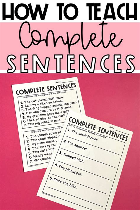 The Best Complete Sentences Anchor Chart To Help Young Students