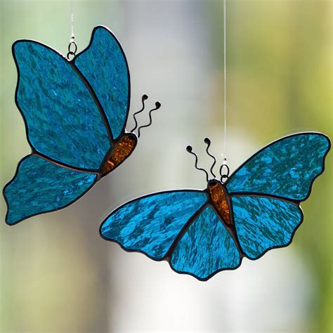 Butterflies Stained Glass Butterflies Stain Glass Blue Butterfly Suncatchers Glass Butterfly