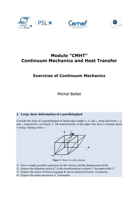 Pdf Continuum Mechanics Exercises