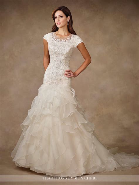 French Novelty Modest Bridal By Mon Cheri Tr11704 Wedding Dress