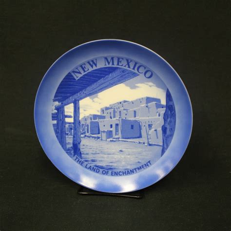 Vintage New Mexico Blue Souvenir Plate V4979 Etsy