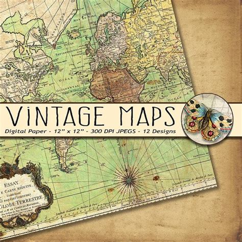 Vintage Maps Digital Paper Old World Maps Old Vintage Nautical Paper