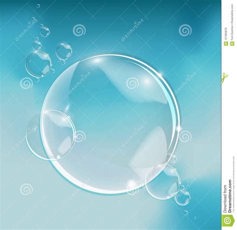 Bubbles In Water On Blue Background Horizontal Vector Circle And