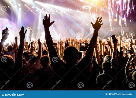 Crowd With Raised Hands On Music Concert Editorial Photo Image Of